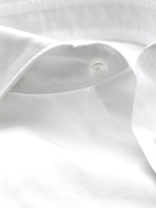 Camicia in Cotone Popeline Bianca Collo Francese Cutaway