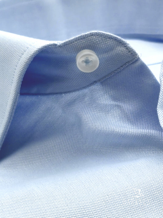 Camicia in Cotone Oxford Celeste Collo Francese