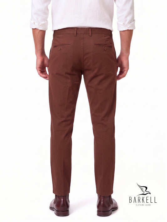 Pantalon Modèle Chino Beige en Gabardine de Coton