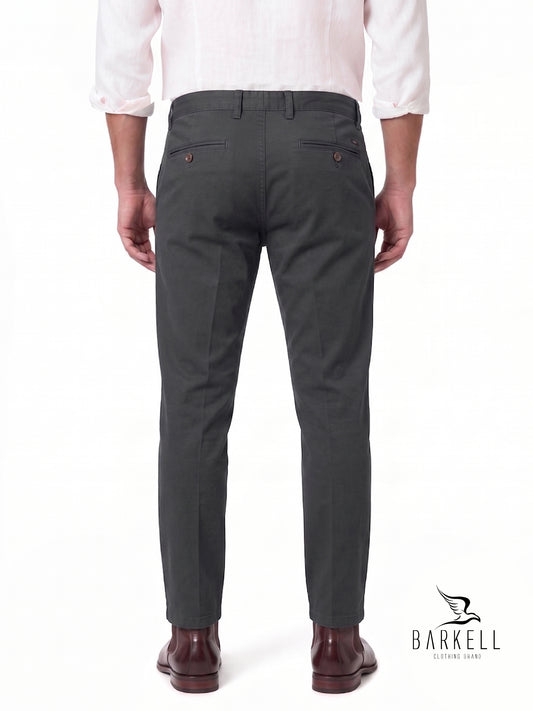 Pantalon Modèle Chino Beige en Gabardine de Coton