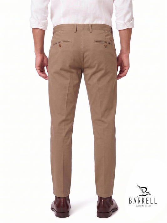 Pantalon Modèle Chino Beige en Gabardine de Coton