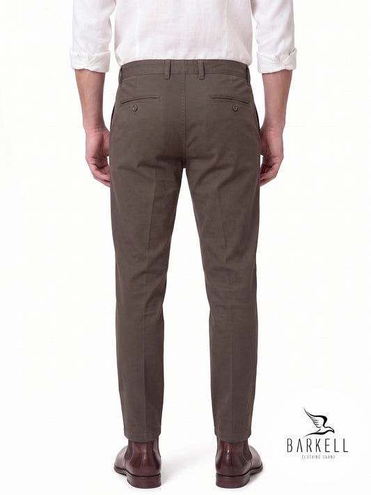 Pantalon Modèle Chino Beige en Gabardine de Coton