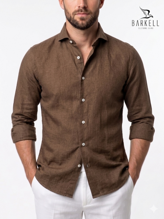 Cutaway French Collar Leather Cotton Poplin Shirt