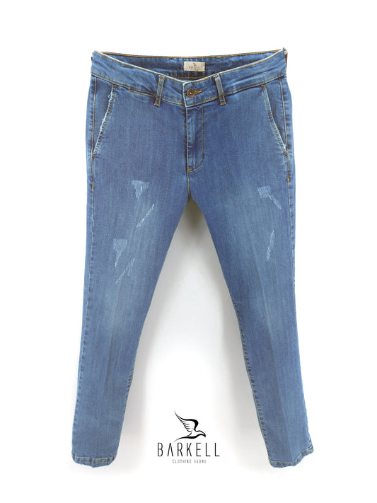 Jeans Modello Chinos Lavaggio Used Wash con Rinacci