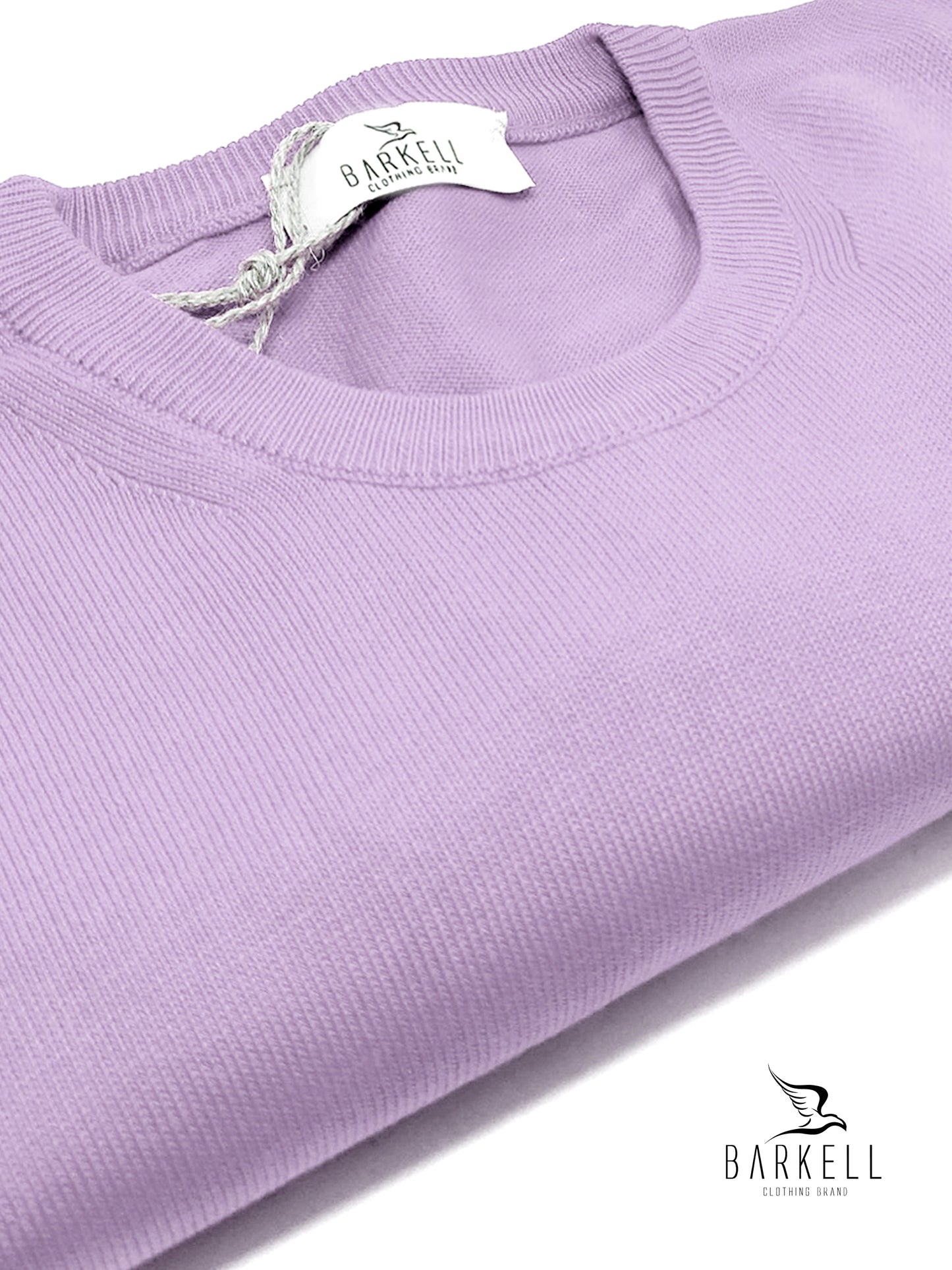 Maglia Girocollo in Puro Cotone Rasato Color Lilla