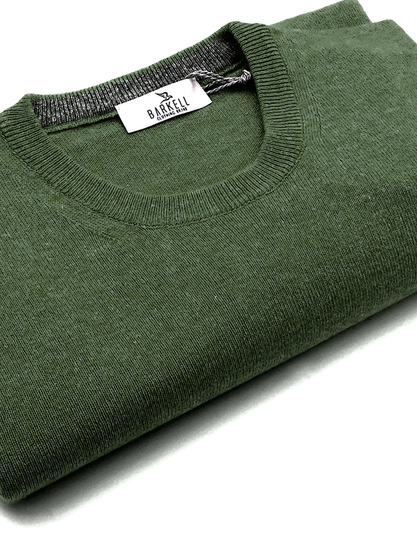 Maglia Girocollo Rasata in Misto Lana con 10% di Cashmere Color Verde