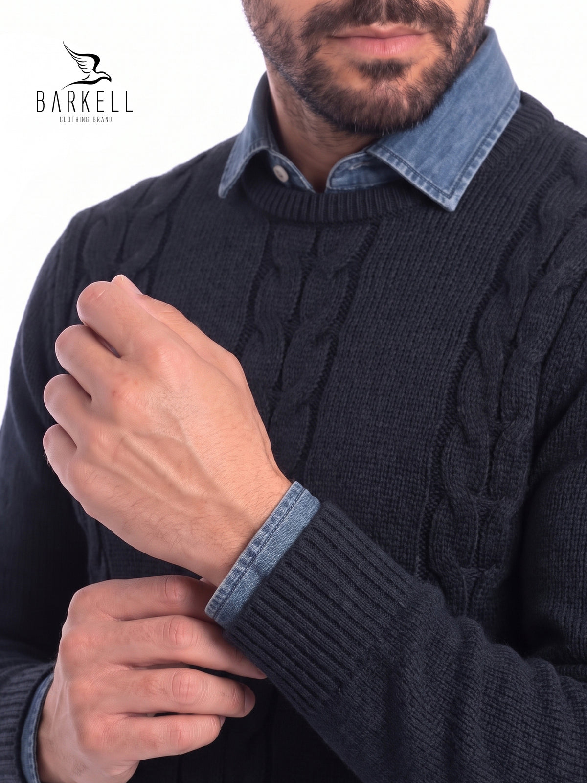 Crew-neck sweater in pure extrafine merino wool in red