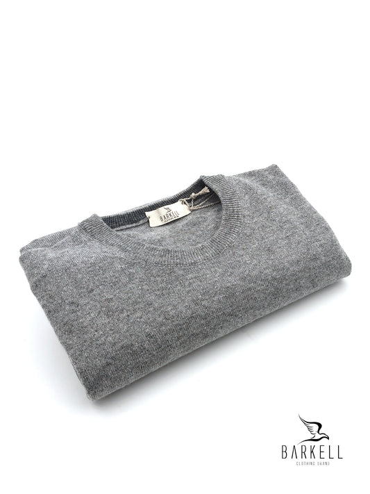Maglia Girocollo Rasata in Misto Lana con 10% di Cashmere Color Grigio