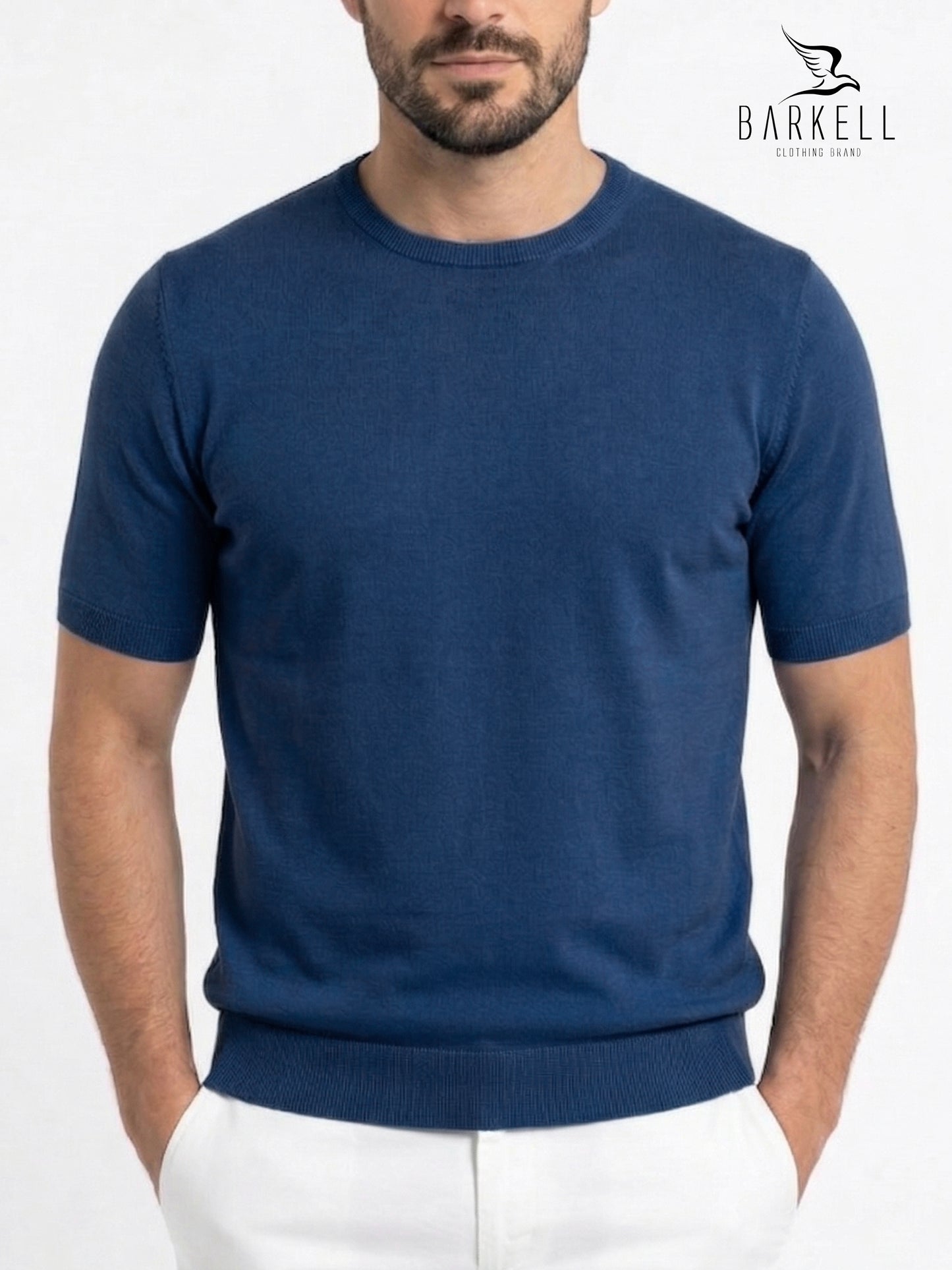 T-shirt à manches mi-longues et col rond en pur coton léger de couleur citron vert