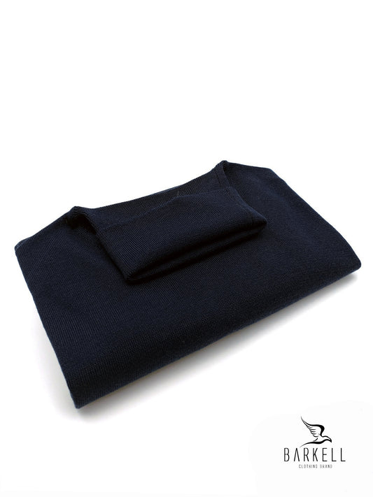 Maglia Dolcevita Rasata in Pura Lana Merinos Extrafine Color Blu