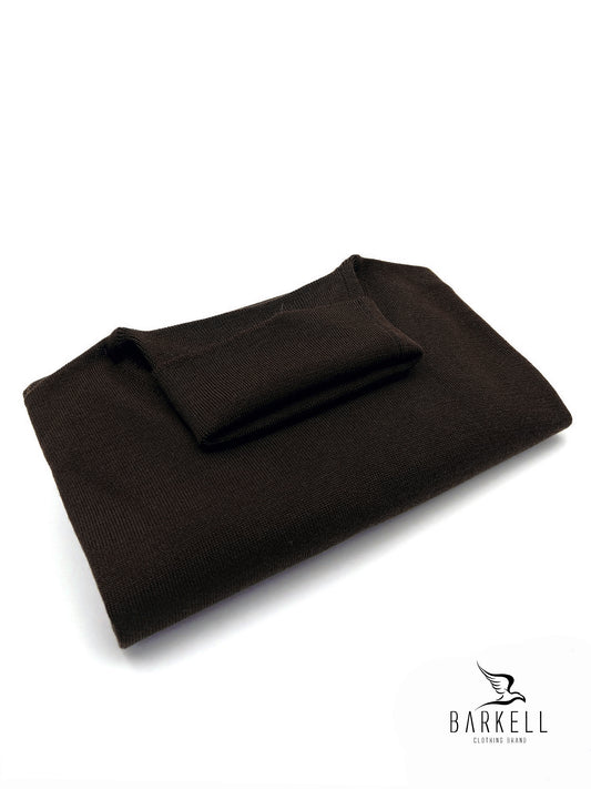 Maglia Dolcevita Rasata in Pura Lana Merinos Extrafine Color Marrone