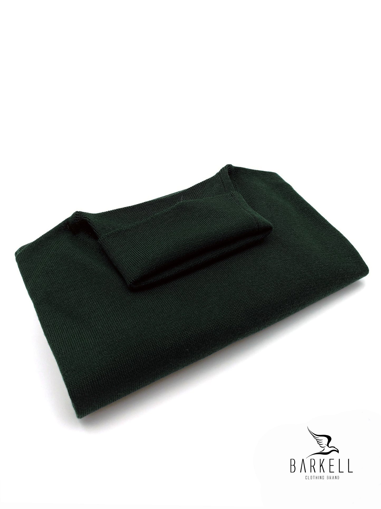 Maglia Dolcevita Rasata in Pura Lana Merinos Extrafine Color Verde Bottiglia