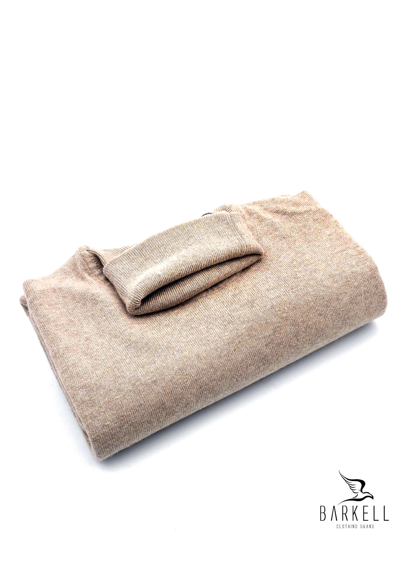 Maglia Dolcevita Rasata in Misto Lana con 5% di Cashmere Color Beige