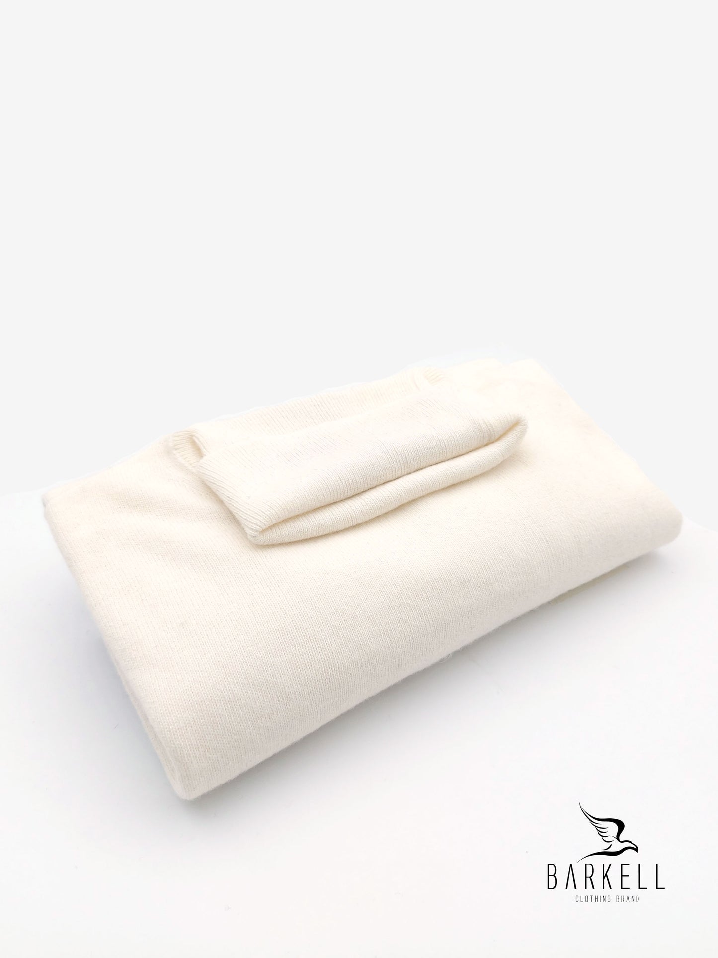 Maglia Dolcevita Rasata in Misto Lana con 5% di Cashmere Color Bianco