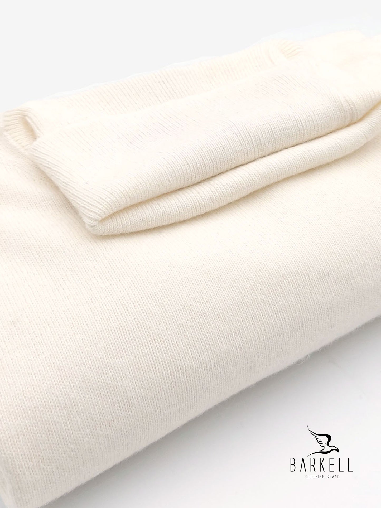 Maglia Dolcevita Rasata in Misto Lana con 5% di Cashmere Color Bianco