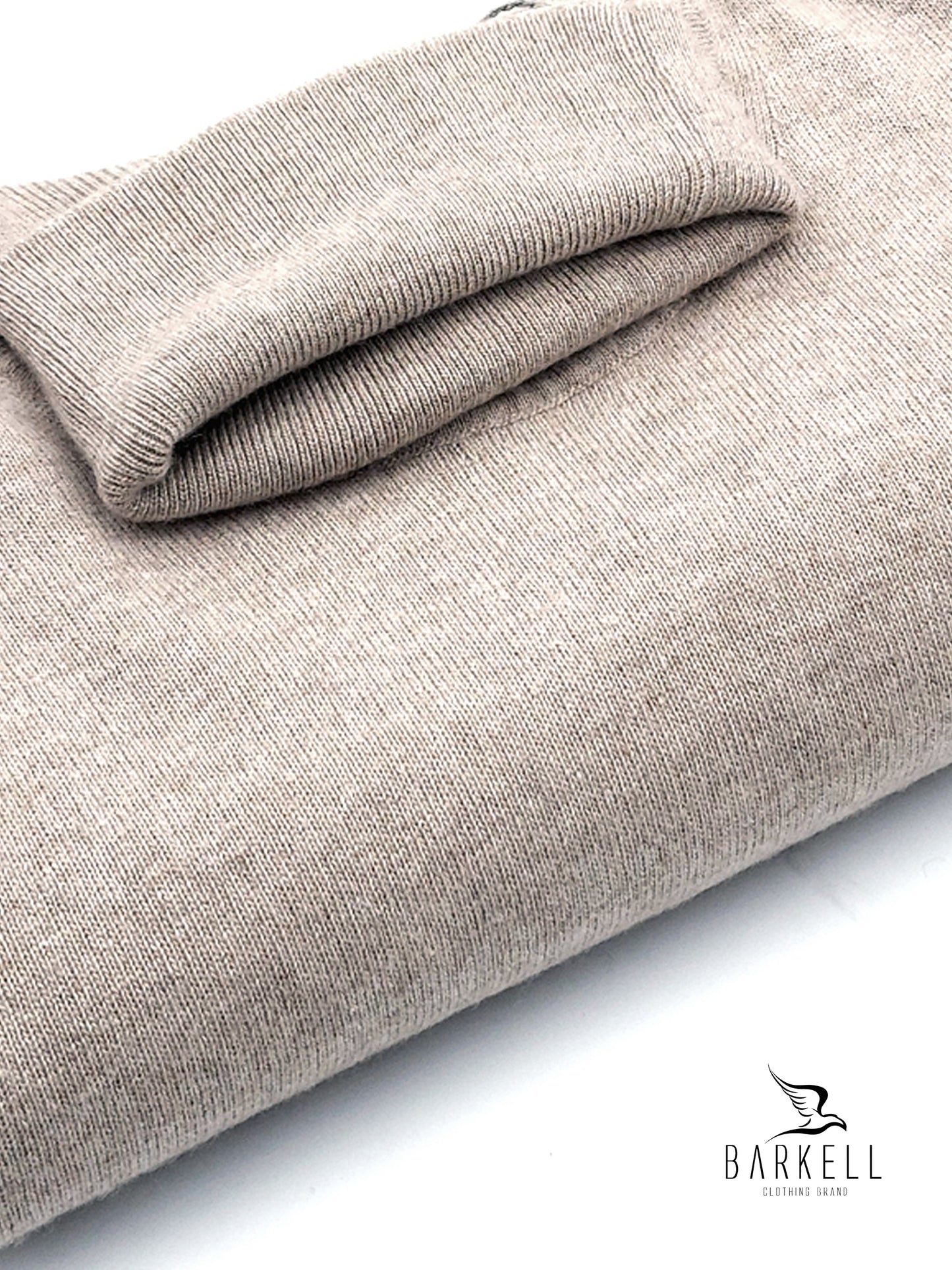 Maglia Dolcevita Rasata in Misto Lana con 10% di Cashmere Color Beige