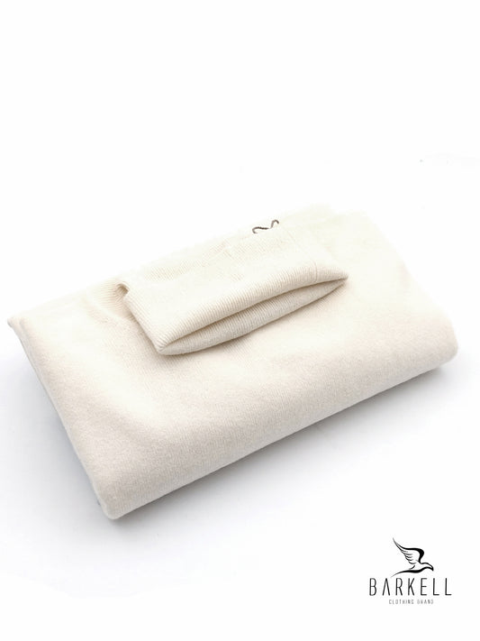 Maglia Dolcevita Rasata in Misto Lana con 10% di Cashmere Color Bianco