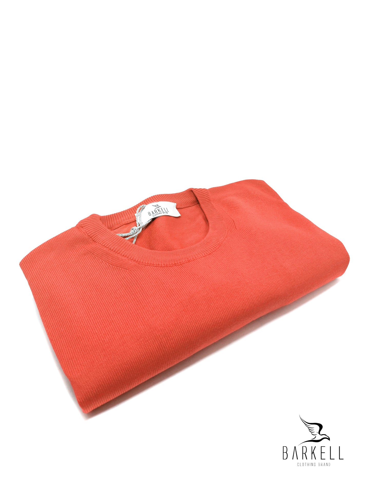 Maglia Girocollo in Puro Cotone Rasato Color Corallo