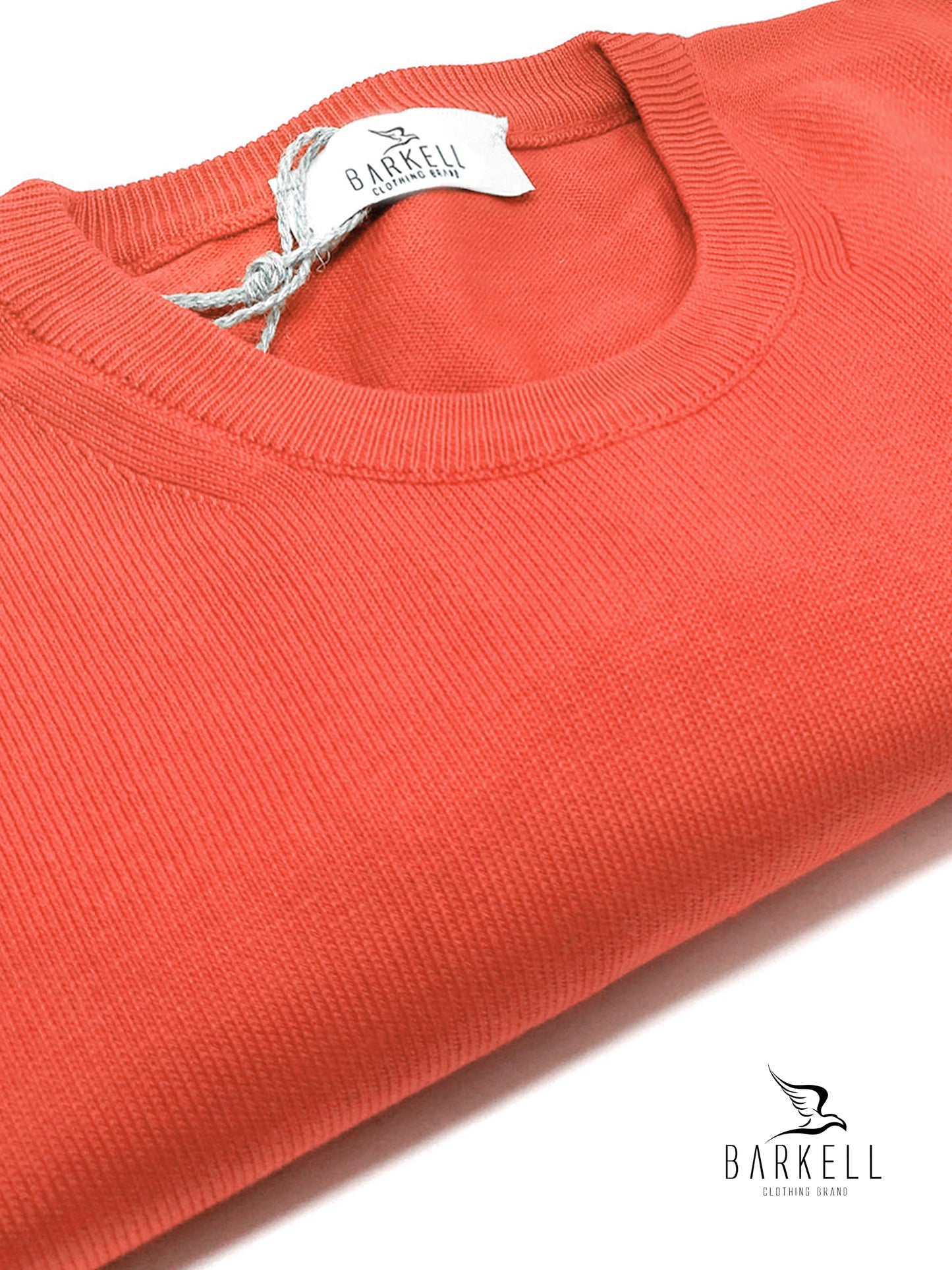 Maglia Girocollo in Puro Cotone Rasato Color Corallo