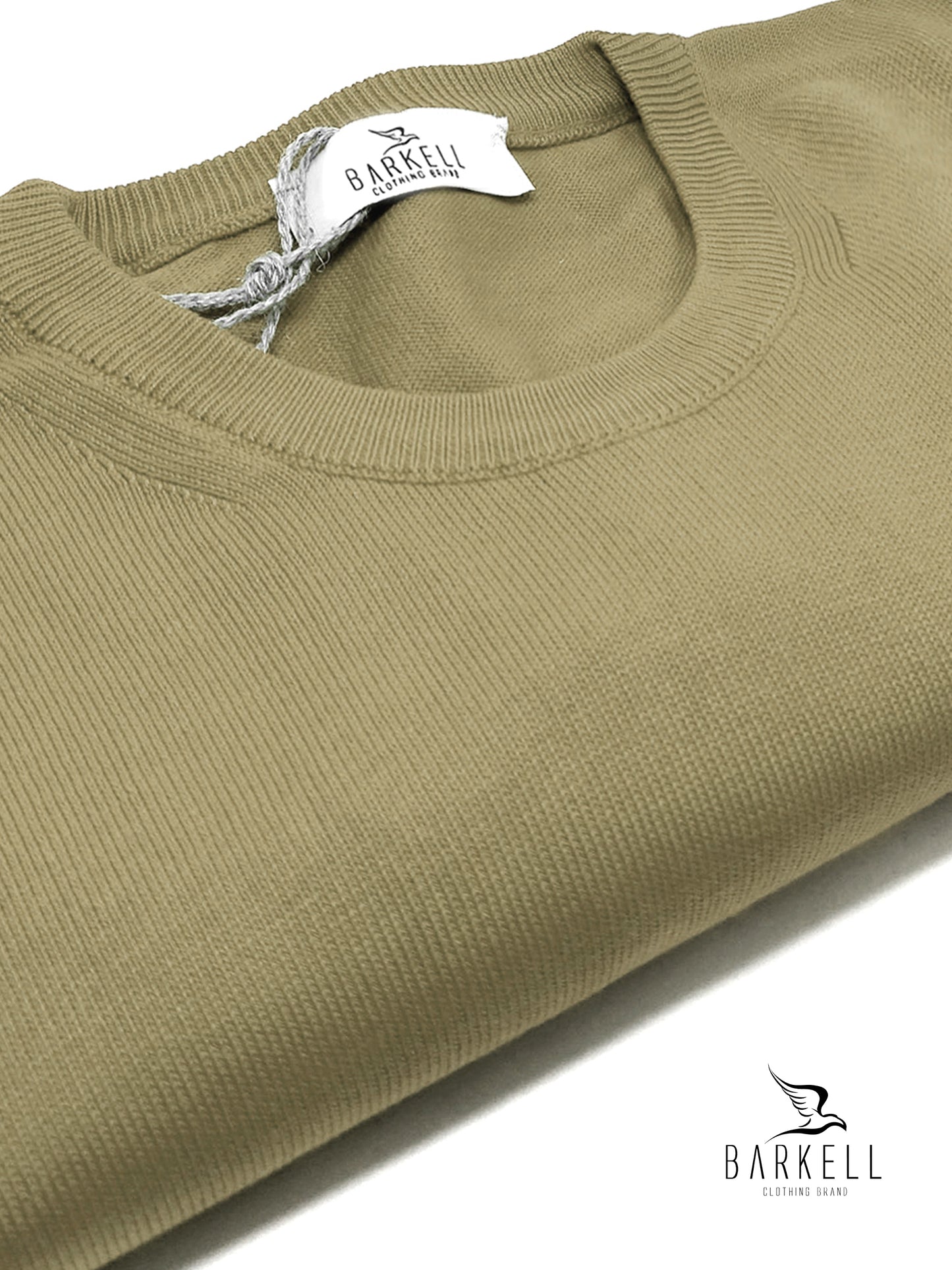 Maglia Girocollo in Puro Cotone Rasato Color Salvia