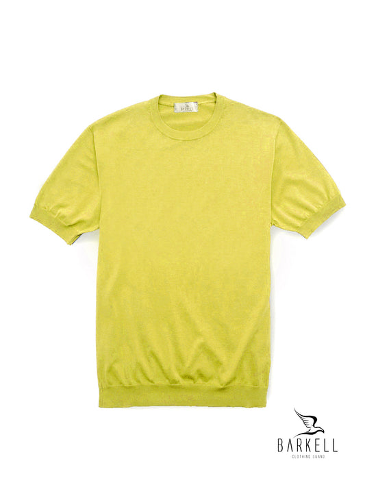 Maglia Mezza Manica Girocollo in Puro Cotone Leggero Color Lime