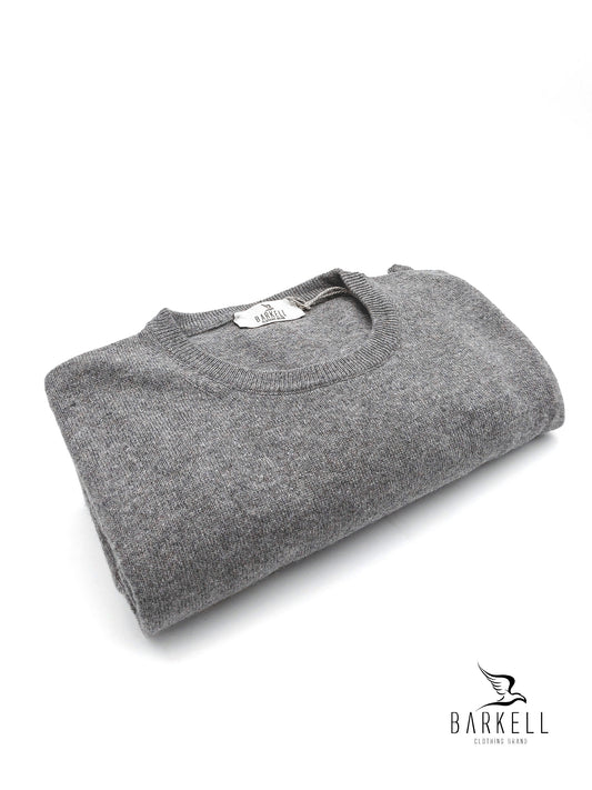 Maglia Girocollo Rasata in Misto Lana con 5% di Cashmere Color Grigio
