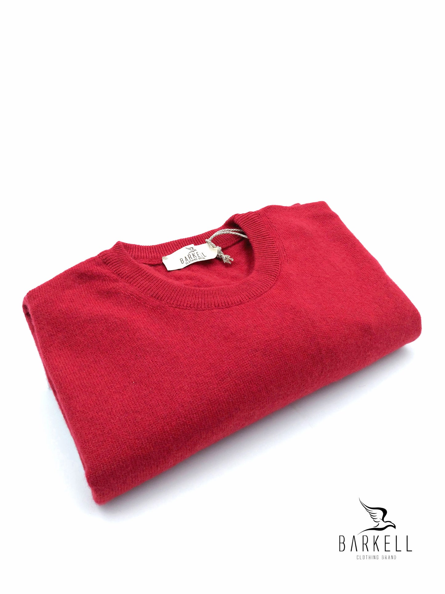 Maglia Girocollo Rasata in Misto Lana con 5% di Cashmere Color Rosso