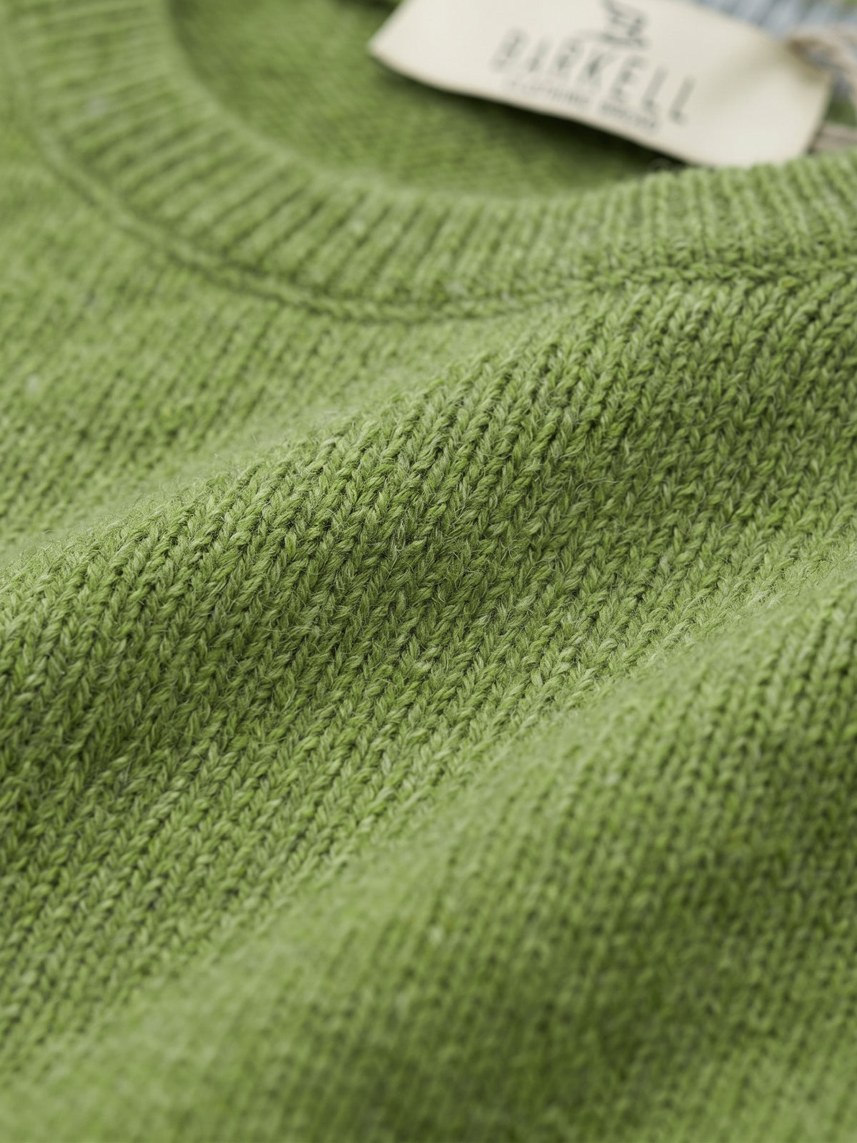 Ocher-colored crew-neck sweater in wool blend with 5% cashmere