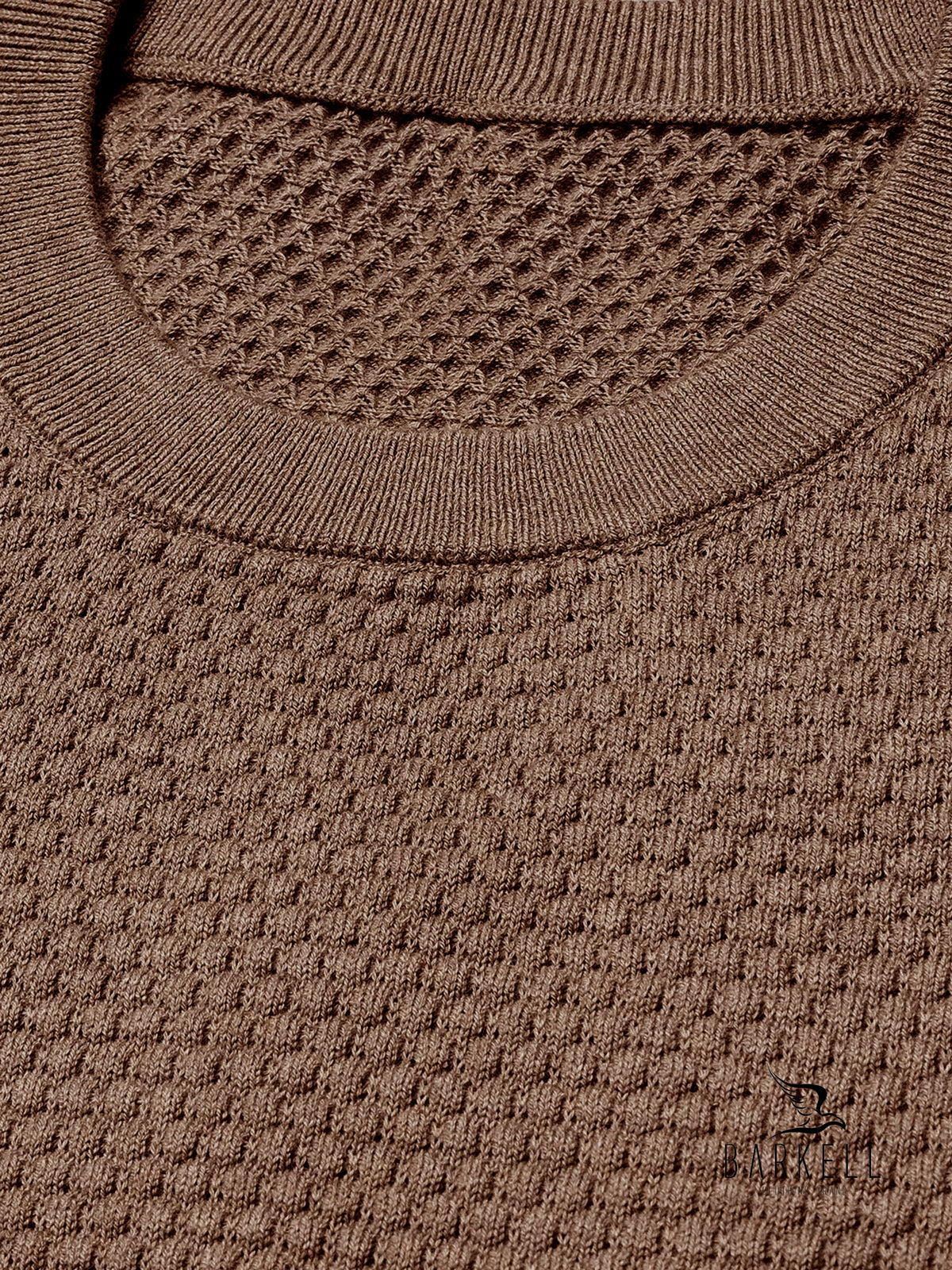 Tobacco-coloured wool blend crewneck sweater