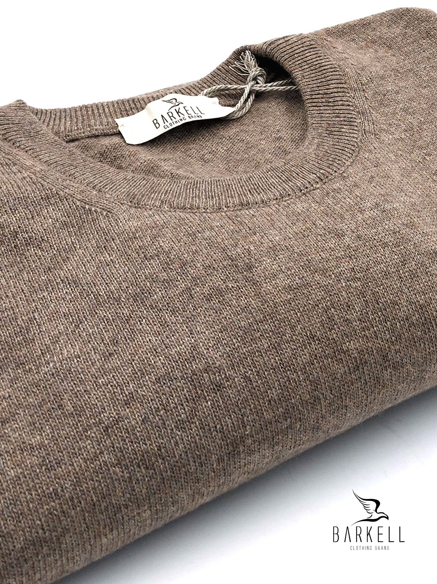 Maglia Girocollo Rasata in Misto Lana con 5% di Cashmere Color Noce
