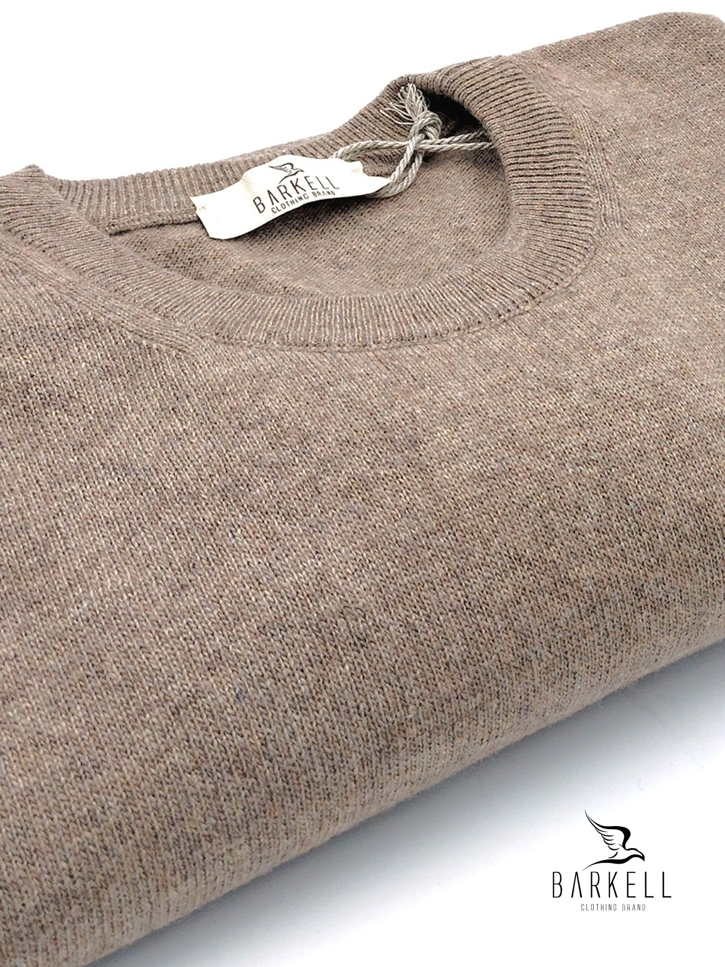Maglia Girocollo Rasata in Misto Lana con 5% di Cashmere Color Tortora