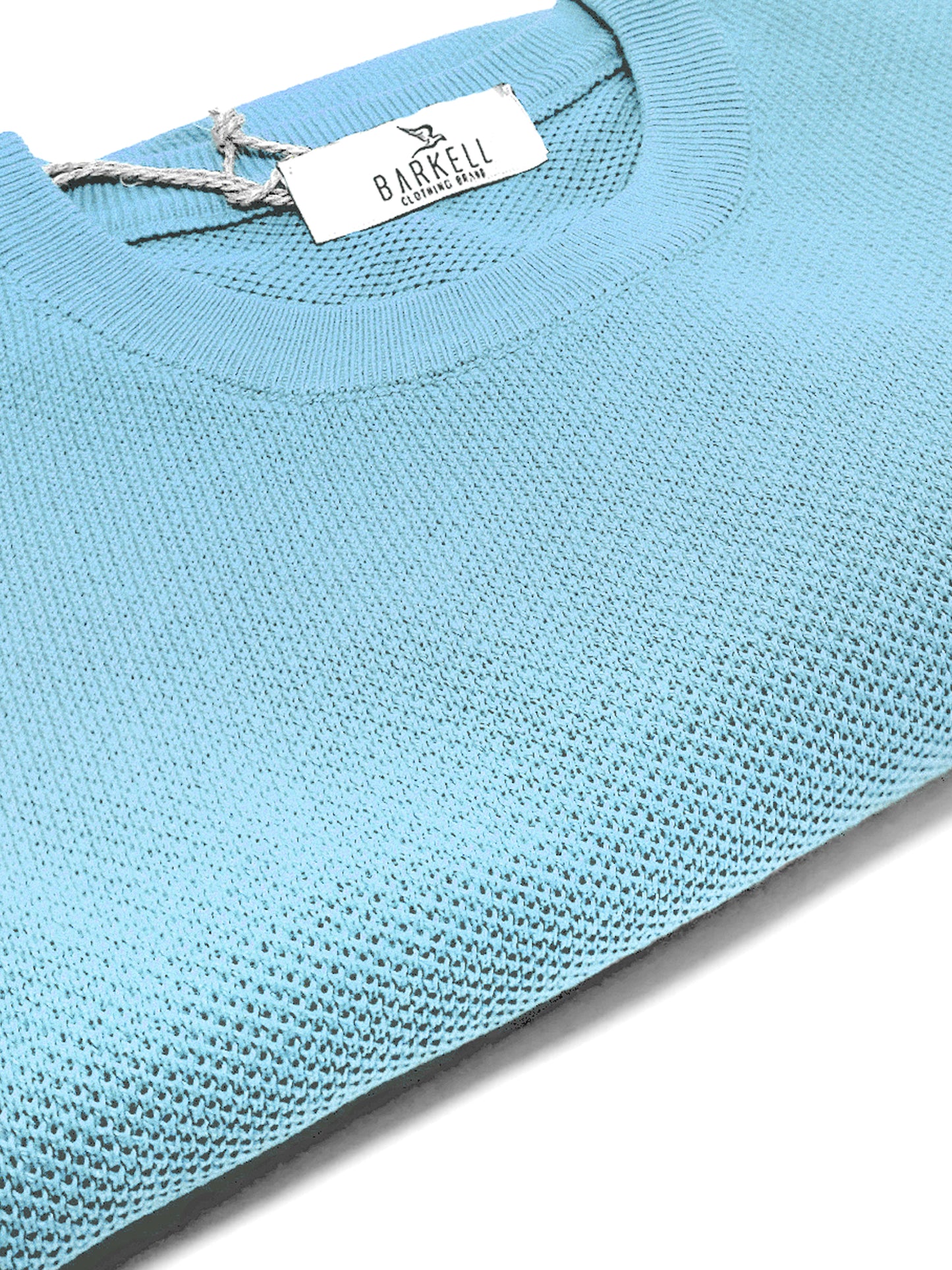 Maglia Girocollo in Puro Cotone Piquet Color Cielo