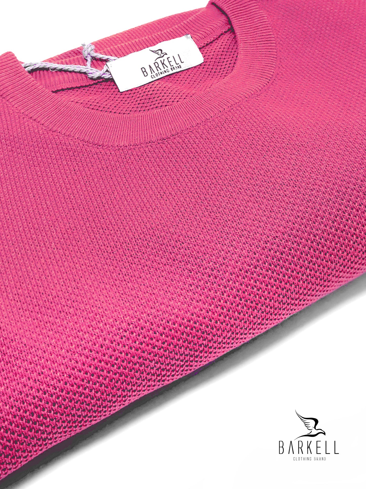 Maglia Girocollo in Puro Cotone Piquet Color Fuxia