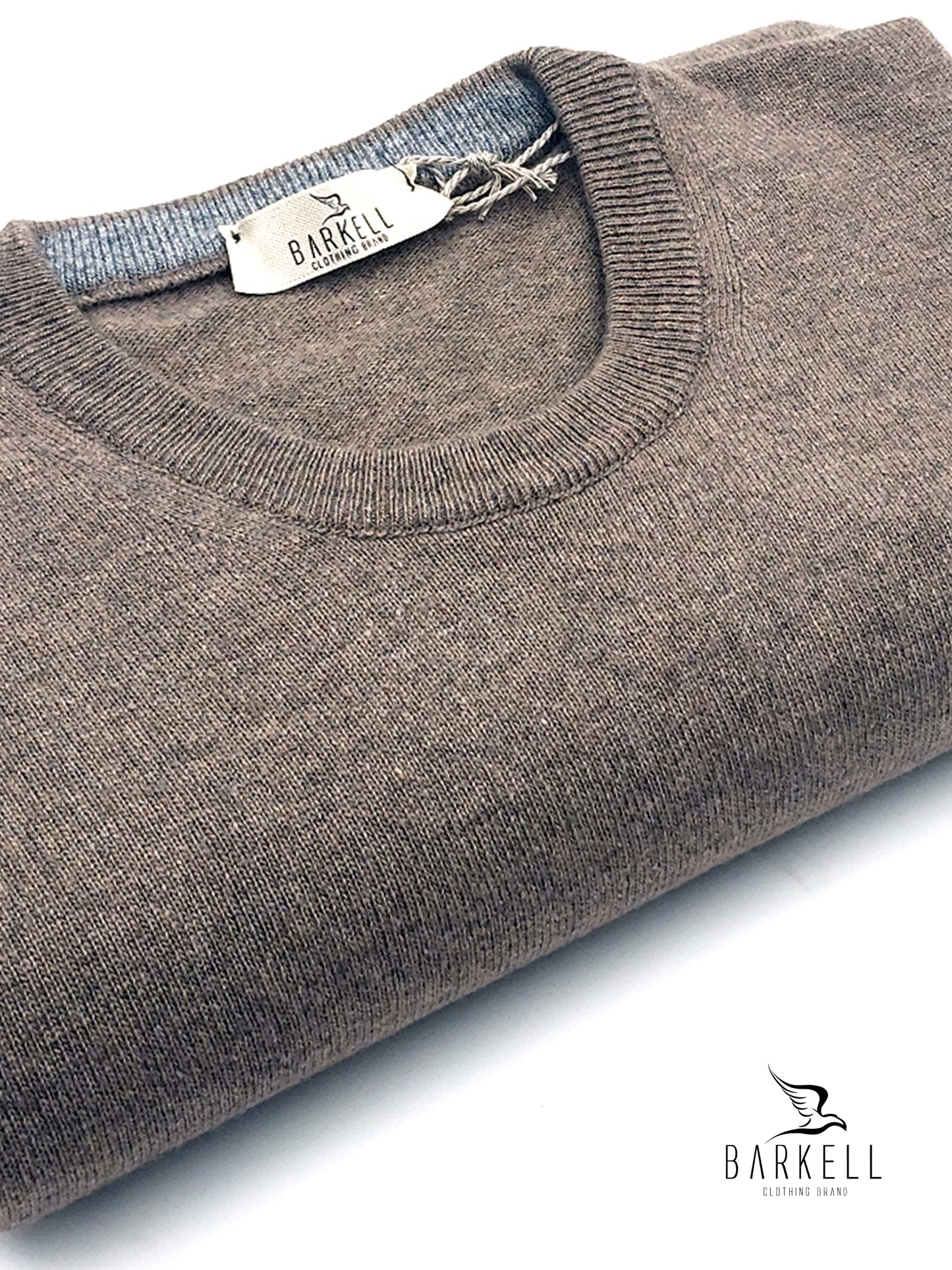 Maglia Girocollo Rasata in Misto Lana con 10% di Cashmere Color Cammello