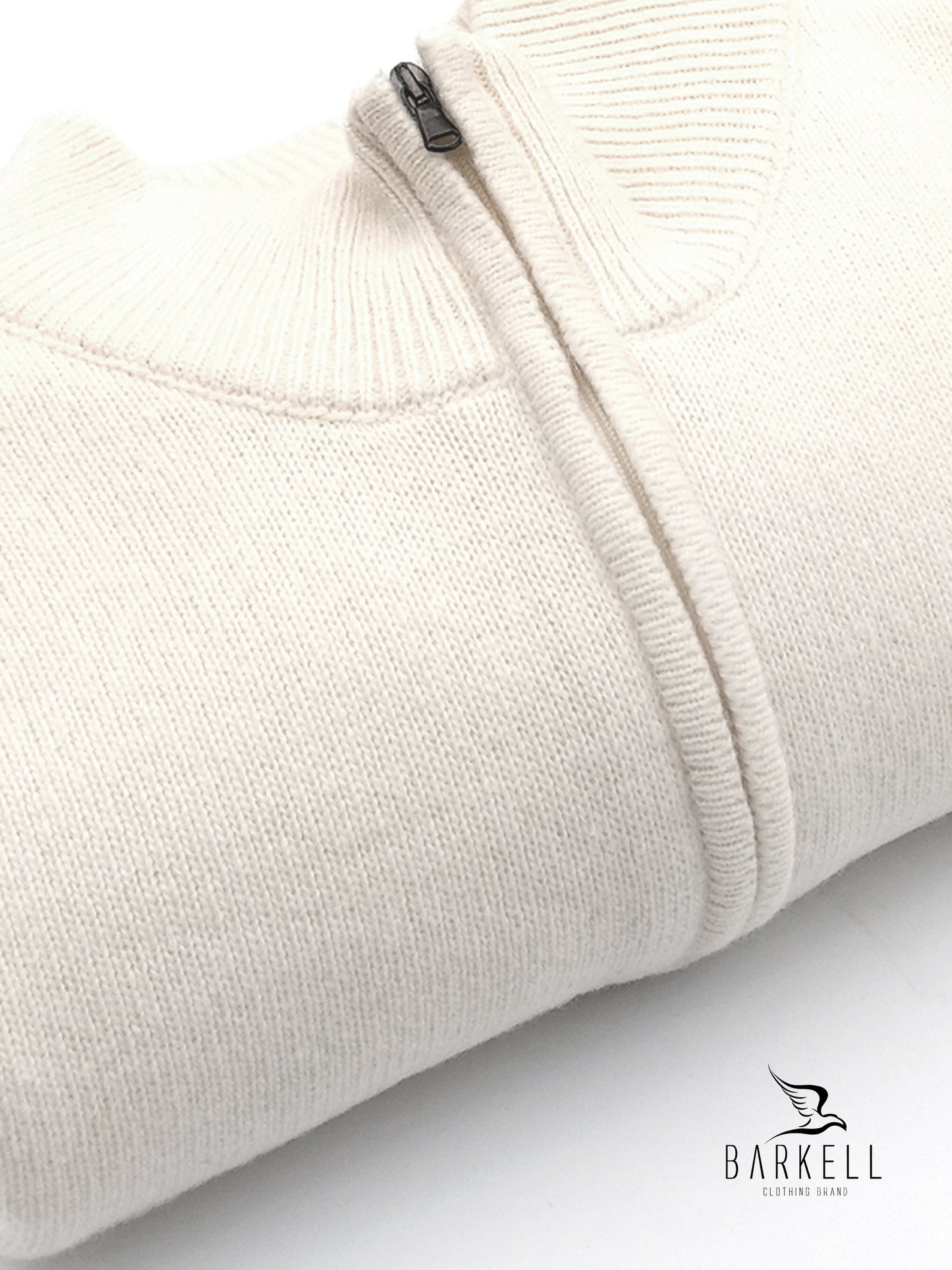 Maglia Mezza Zip in Pura Lana Supersoft Color Bianco Latte