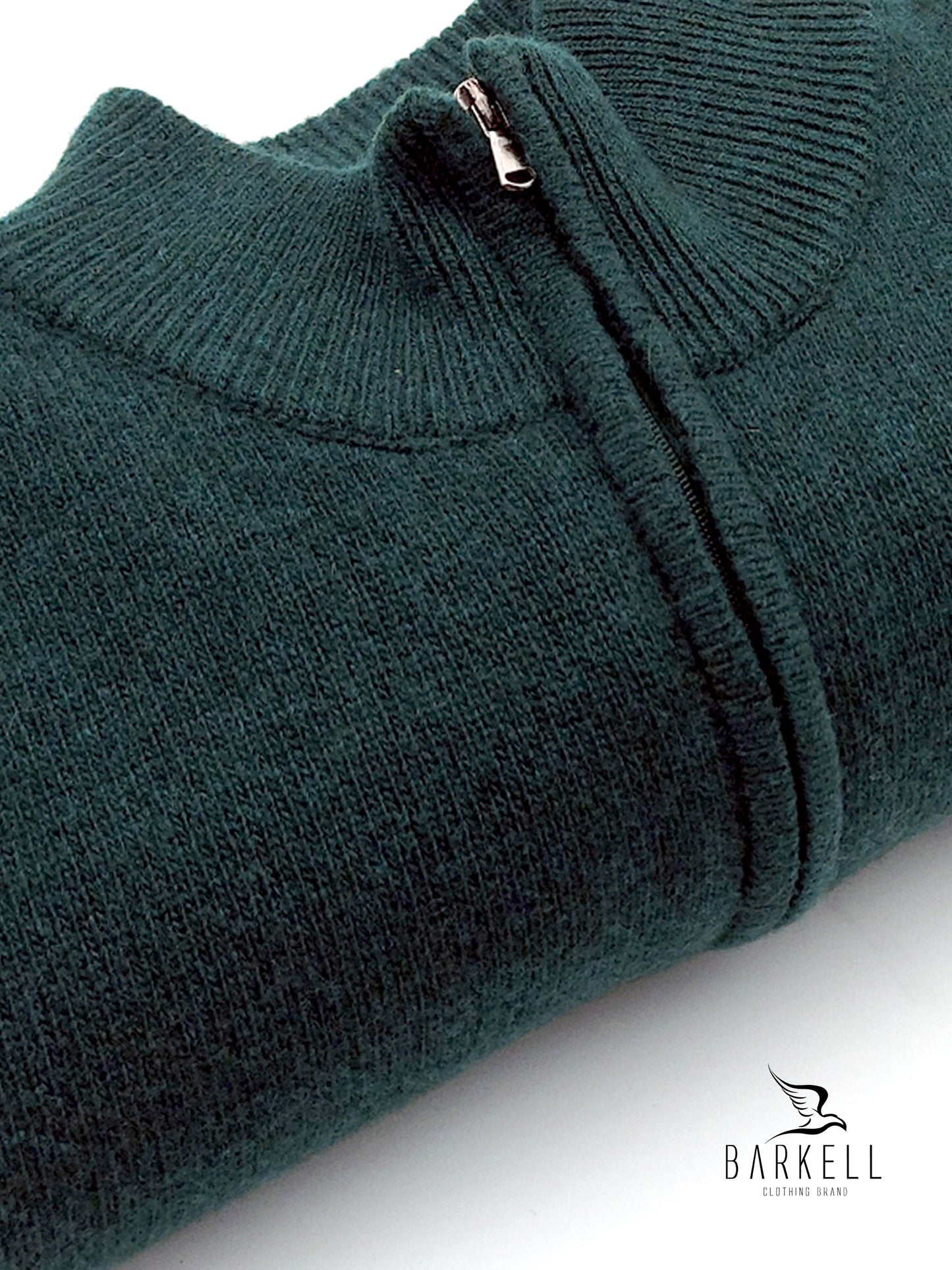 Maglia Mezza Zip in Pura Lana Supersoft Color Bottiglia