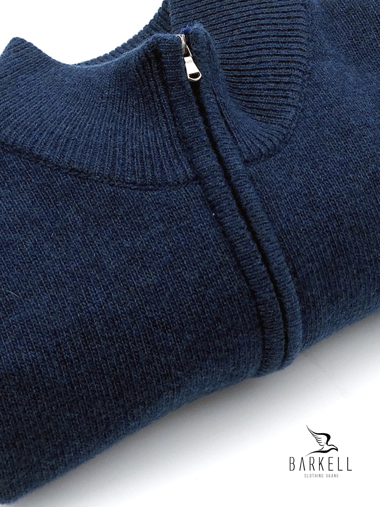 Maglia Mezza Zip in Pura Lana Supersoft Color Blu Denim