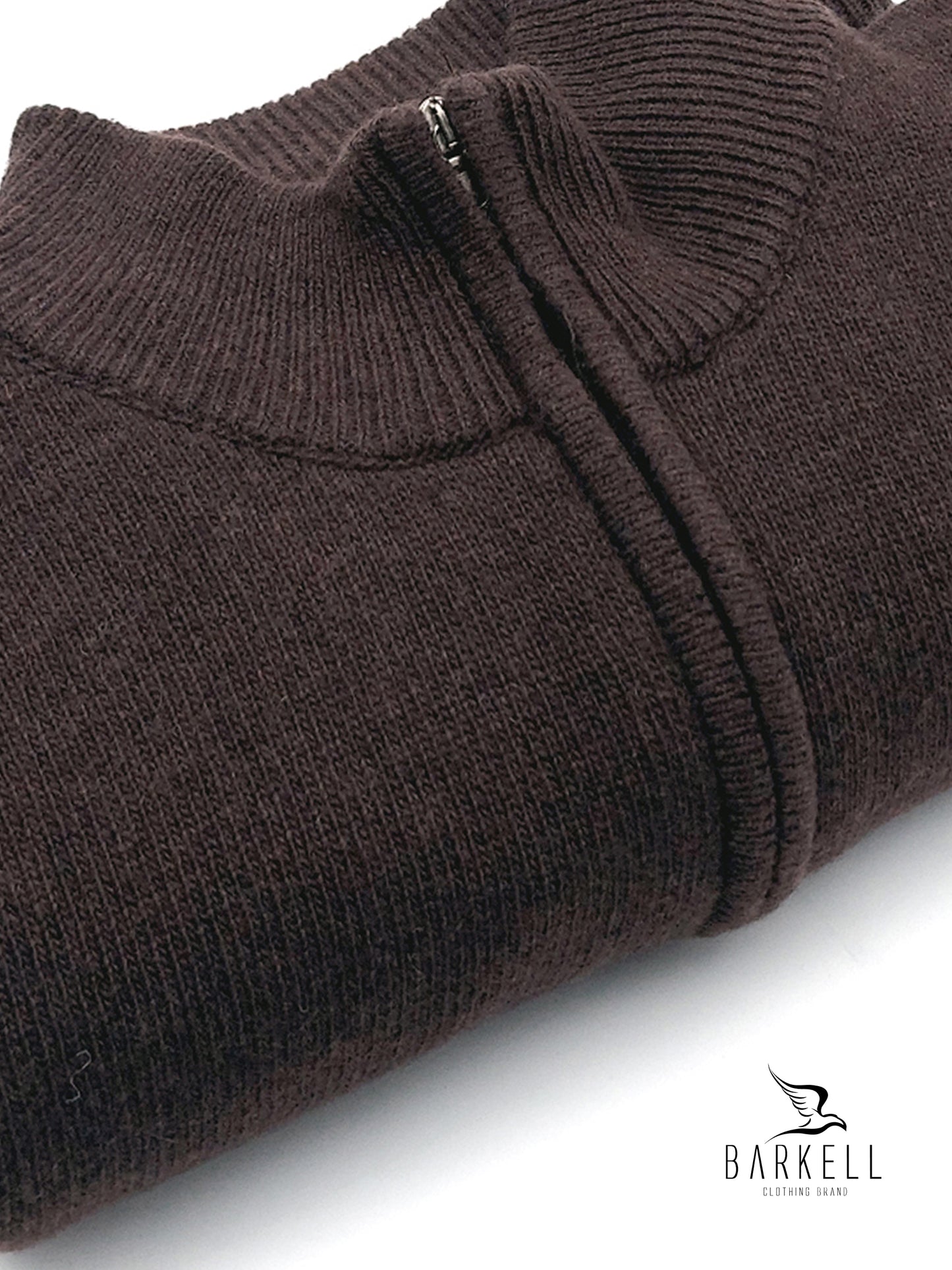 Maglia Mezza Zip in Pura Lana Supersoft Color Marrone