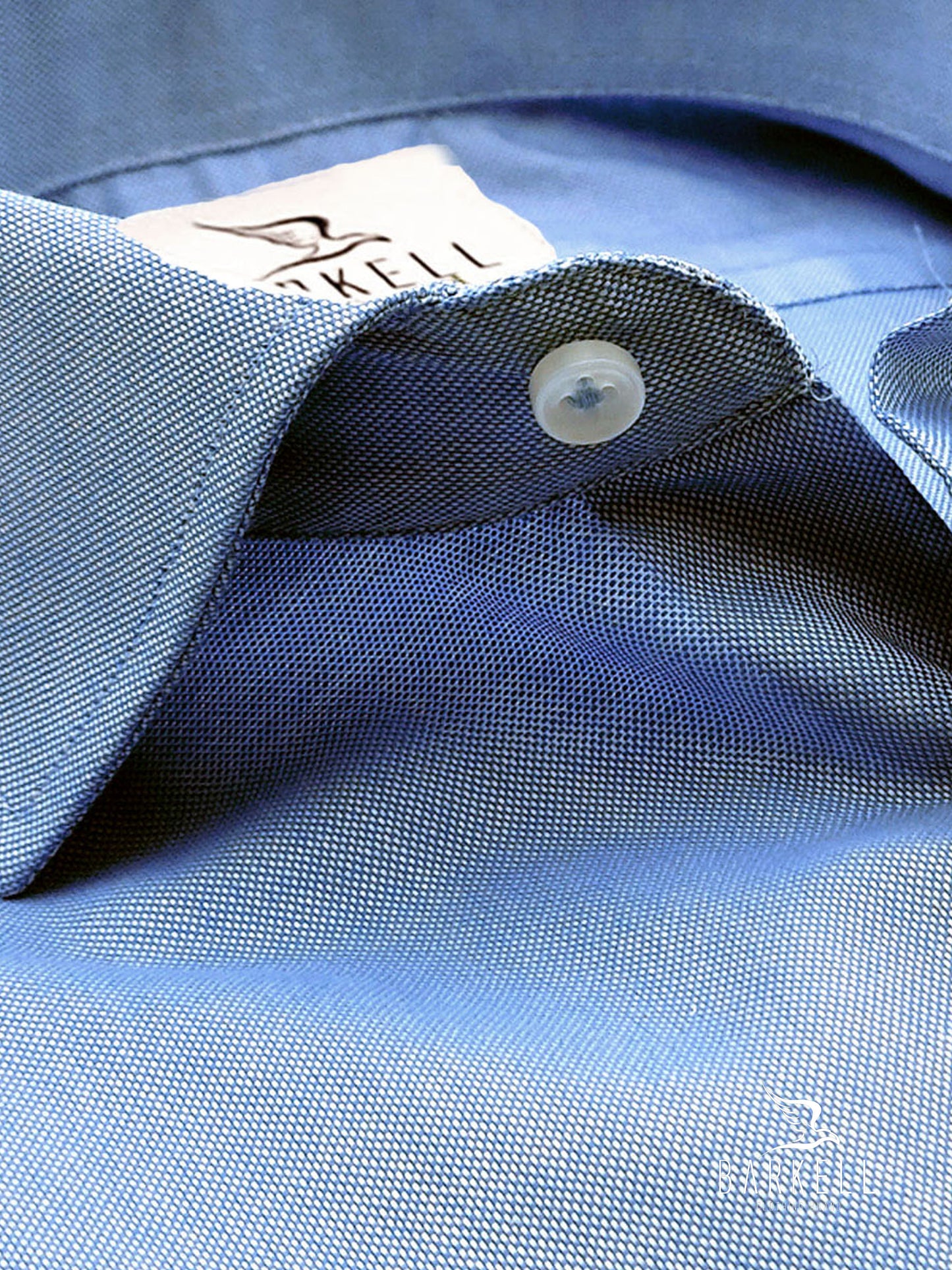 Camicia in Cotone Oxford Azzurro Collo Francese