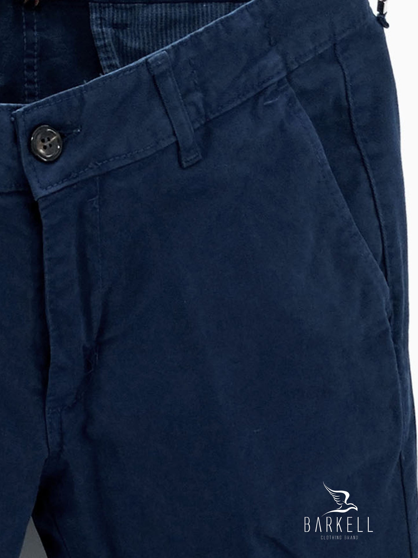 Pantalone Invernale Blu Indaco Modello Chinos in Cotone Gabardina