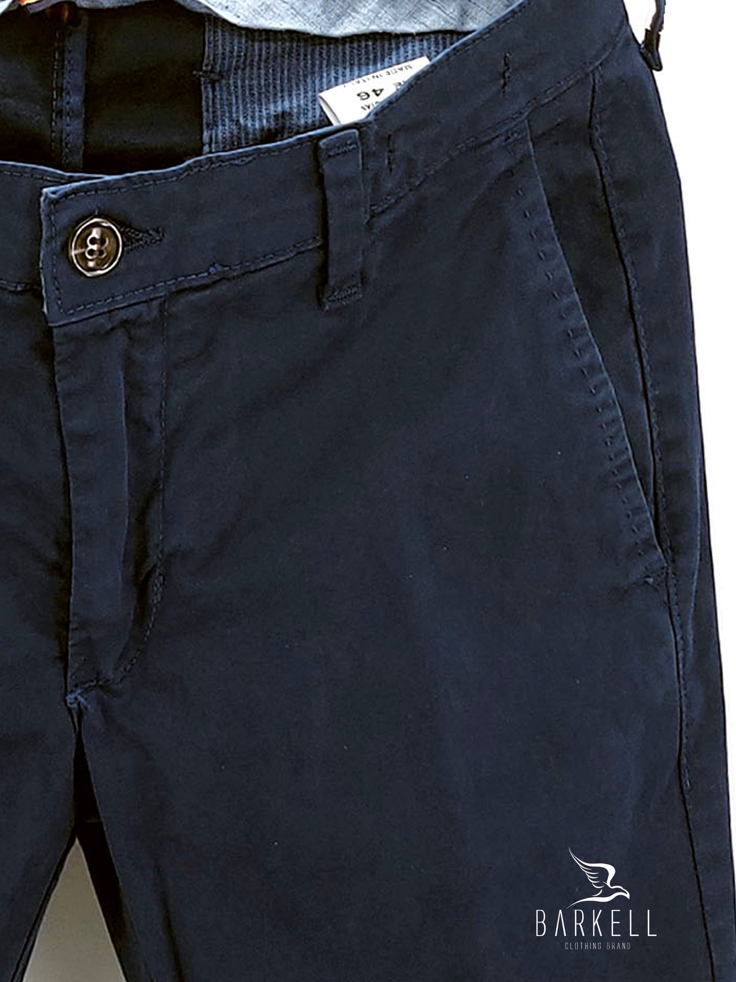 Pantalone Invernale Blu Indaco Modello Chinos in Cotone Raso
