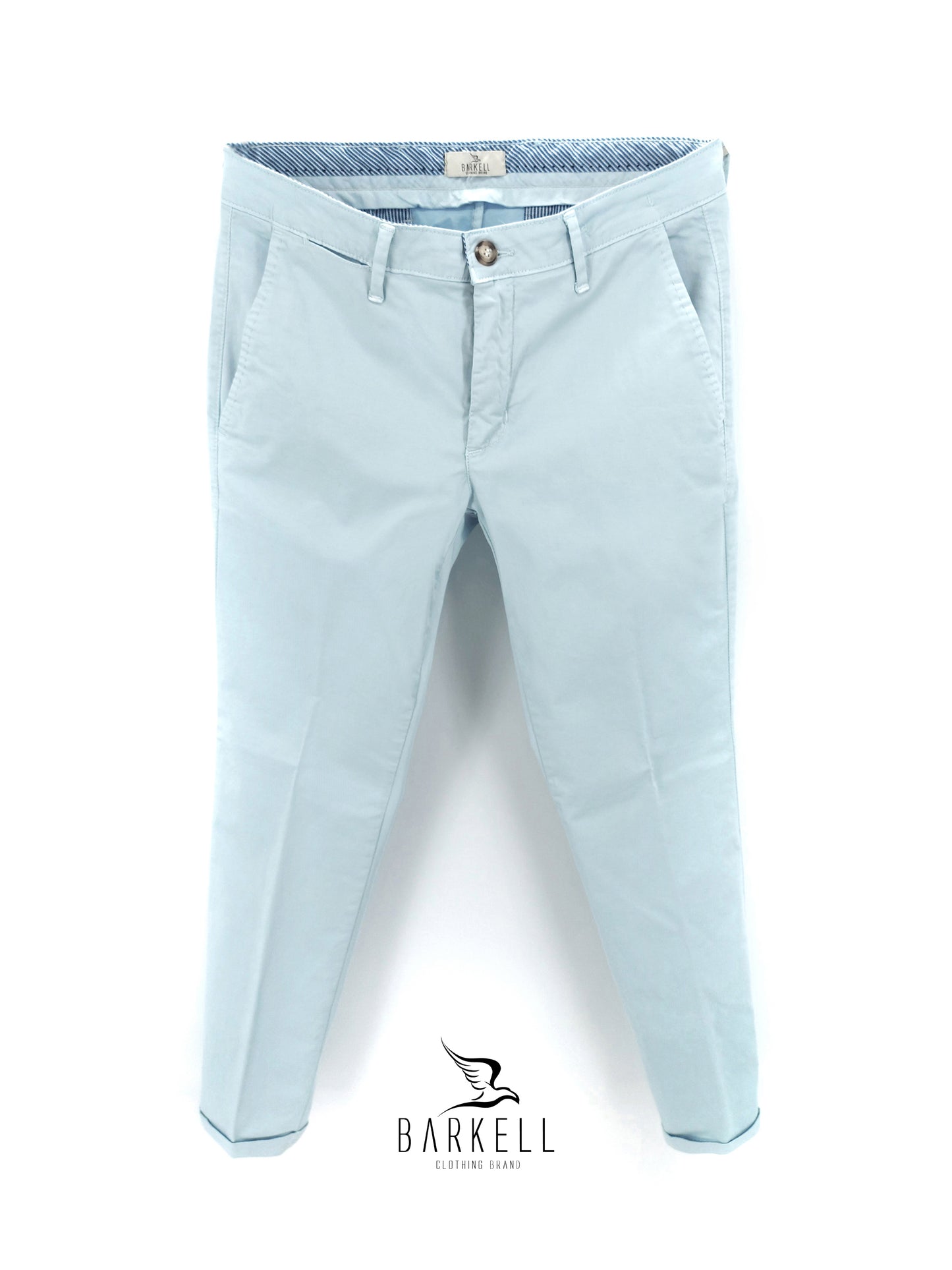 Pantalone Celeste Cielo Modello Chinos in Cotone Raso