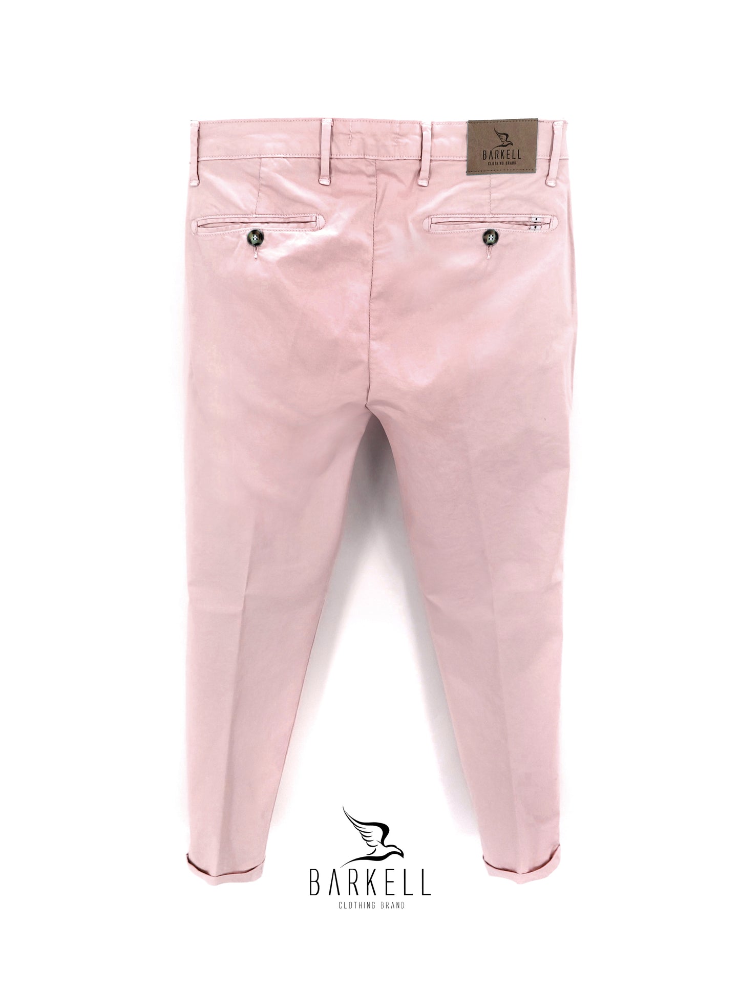 Pantalone Rosa Cipria Modello Chinos in Cotone Raso
