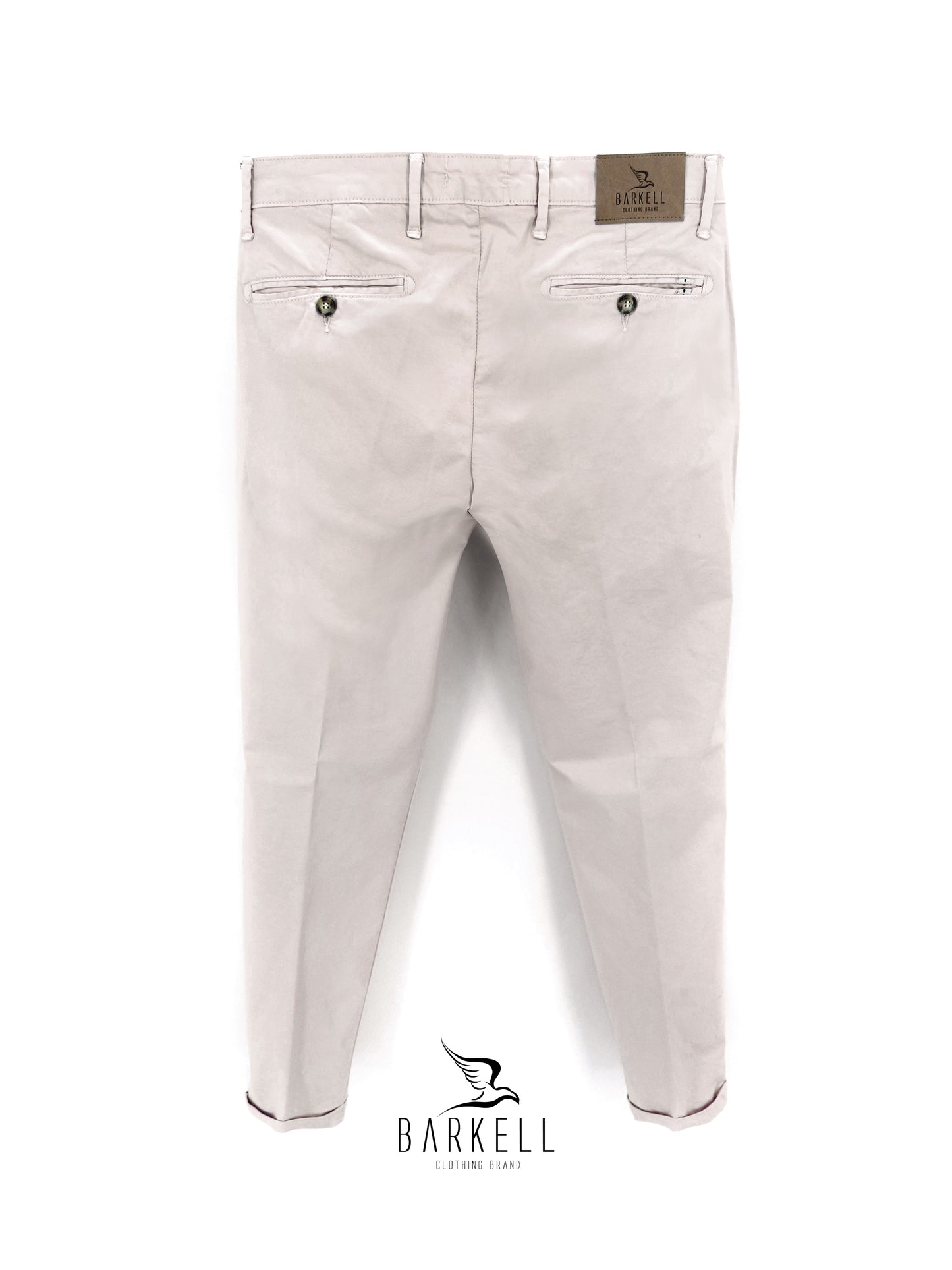 Pantalone Beige Ghiaccio Modello Chinos in Cotone Raso
