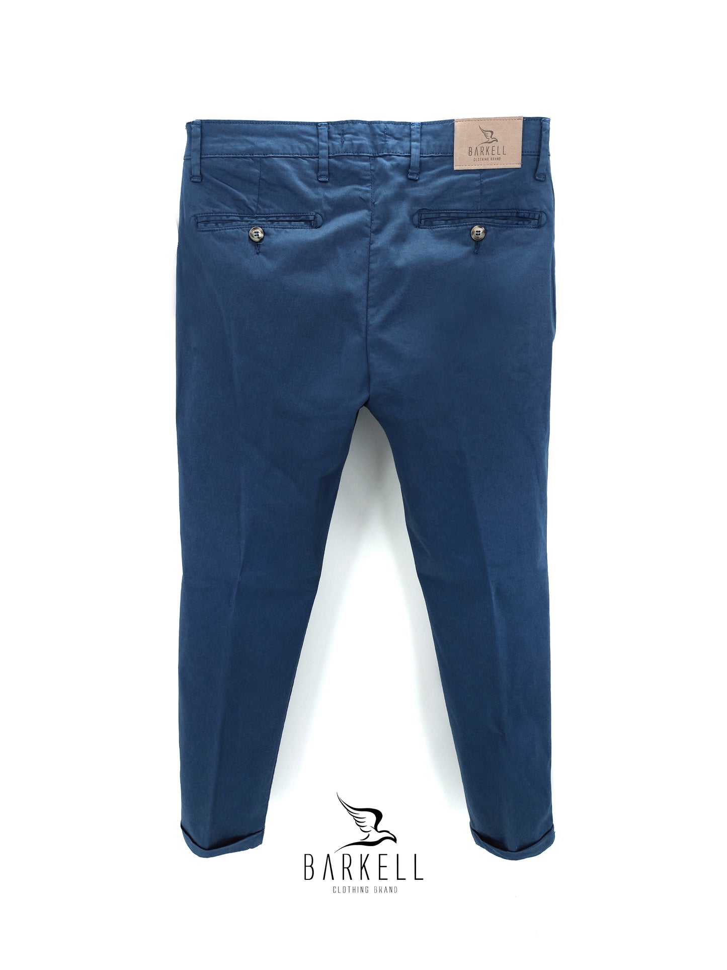 Pantalone Indaco Modello Chinos in Cotone Raso