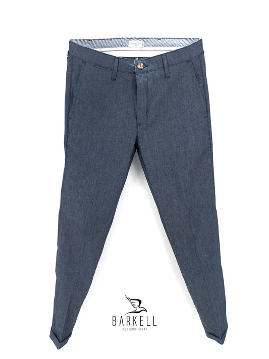 Pantalone Blu Denim Modello Chinos in Cotone Chambry
