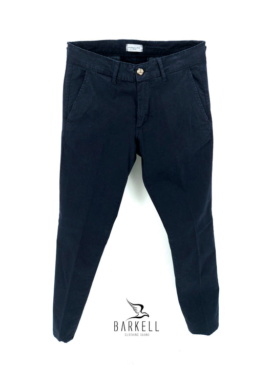 Pantalone Blu Modello Chinos in Cotone Gabardina