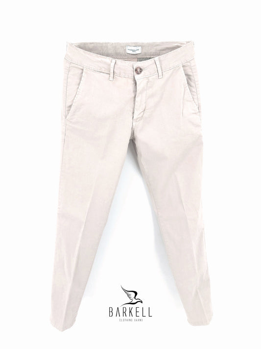 Pantalone Gesso Modello Chinos in Cotone Gabardina