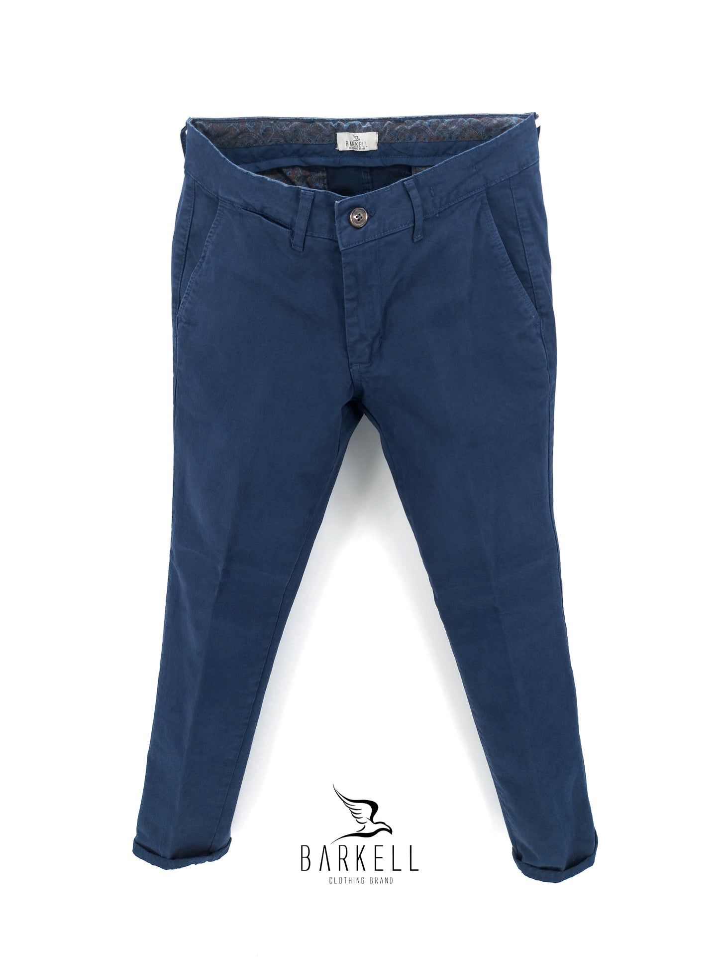 Pantalone Indaco Modello Chinos in Cotone Gabardina