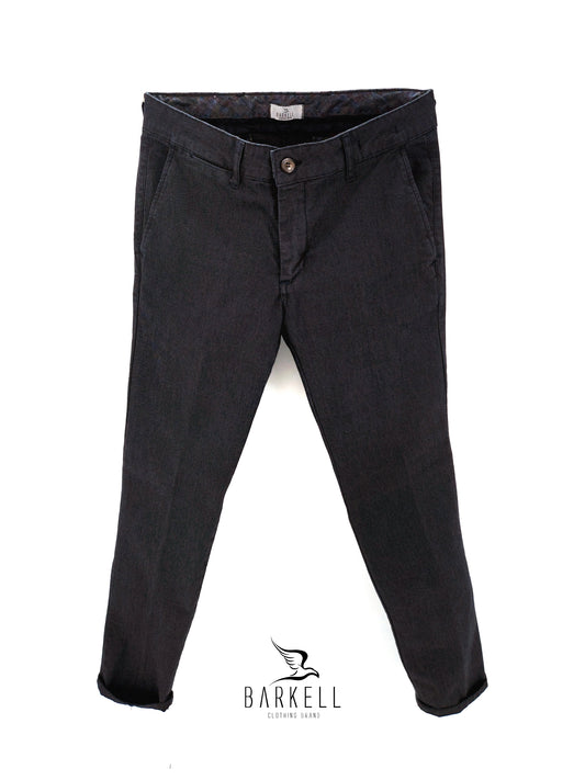 Pantalone Blu Modello Chinos in Cotone Microfantasia Pernice